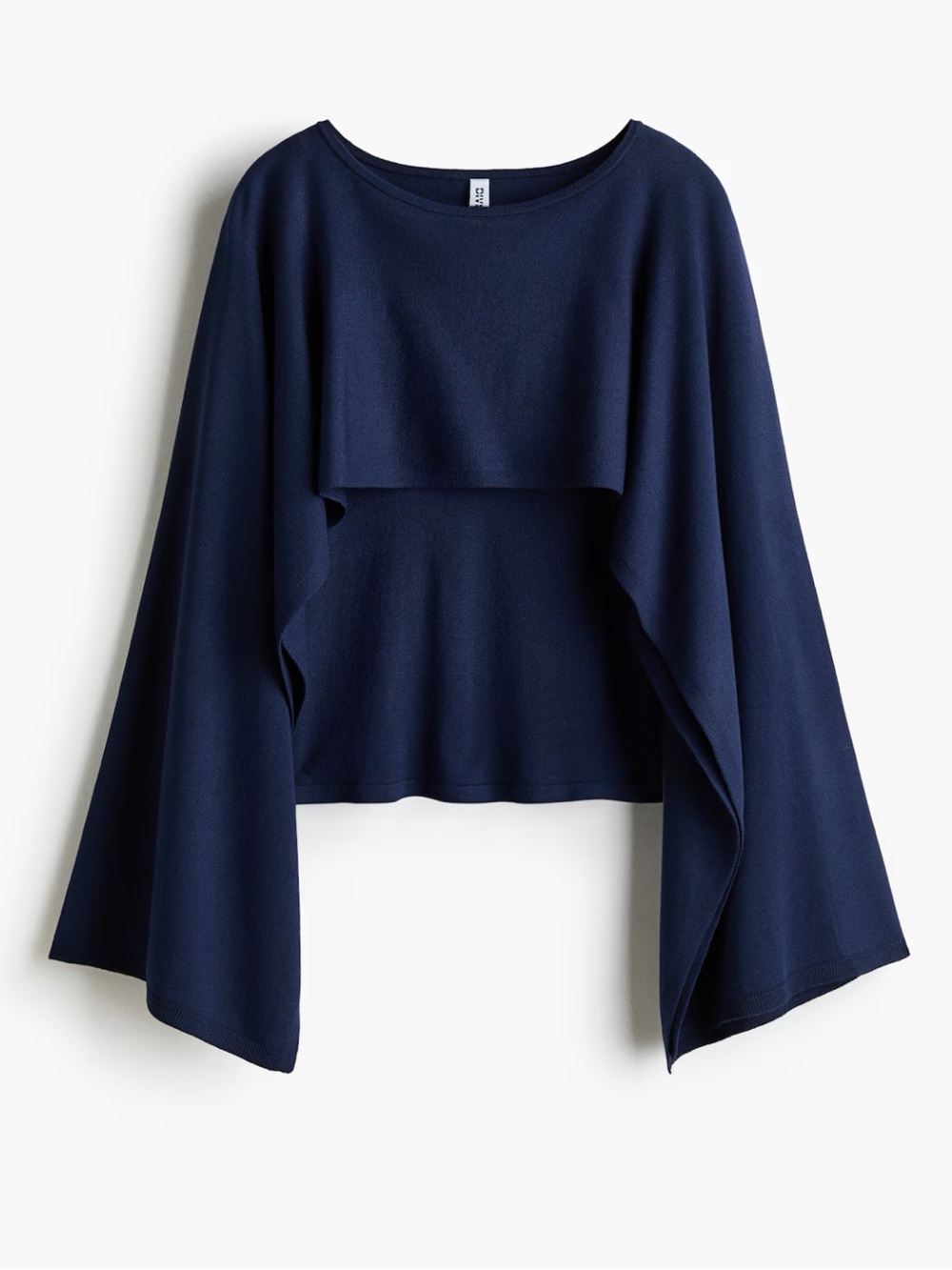 H&M NWT Navy Blue Draped long sleeve flowy cape Top